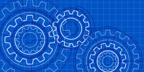 Dessin Technique Des Engrenages Technologie Ingénierie Illustration Vectorielle — Image vectorielle