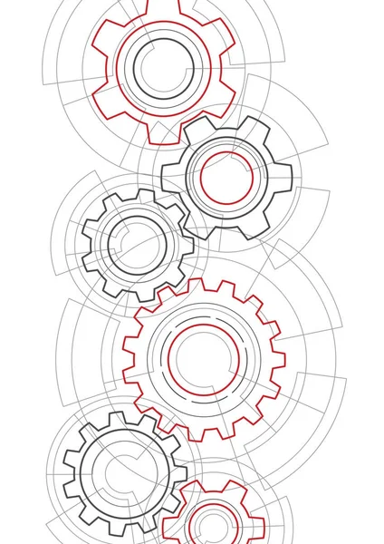 Teknisk Ritning Kugghjul Teknisk Teknik Vektorillustration — Stock vektor