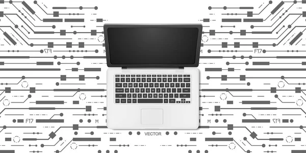 Белая Лаптоп Печатная Плата Чип Технология Технологический Фон Векторная Иллюстрация — стоковый вектор