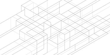 Soyut mimari beyaz arkaplan. Geometrik vektör çizimi.