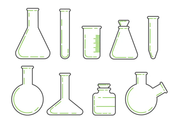 Skleněné Chemické Baňky Zařízení Pro Chemický Lab Vektor Ilustrace — Stockový vektor