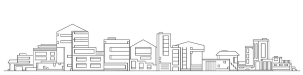 Частные Дома Коттеджи Линейный Городской Пейзаж Городская Архитектура Векторная Иллюстрация — стоковый вектор