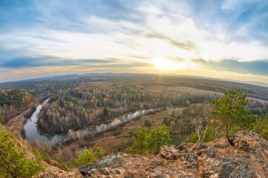 sonbahar orman üzerinde uçuş