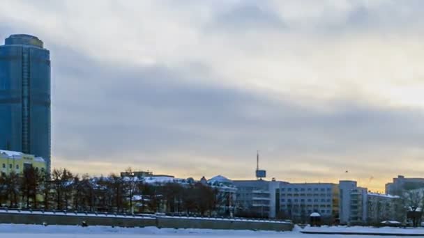 Embankment Yekaterinburg. Russia. — Stock Video