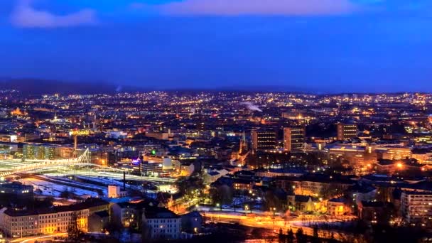 Рассвет над Осло, Норвегия. Общие виды — стоковое видео
