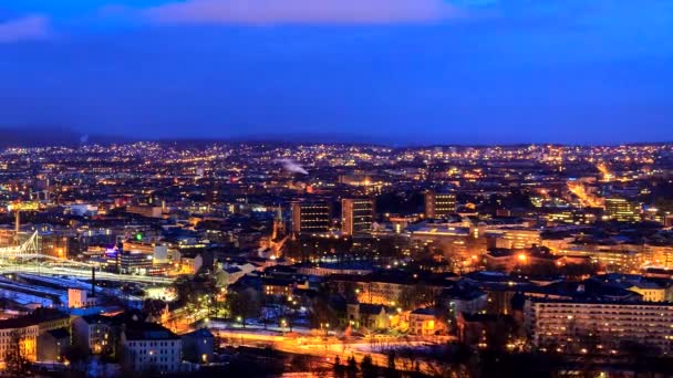 Morgendämmerung über Oslo, Norwegen. Häufige Arten — Stockvideo