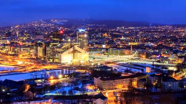 Dawn over Oslo, Norway. Common species — Stock Video