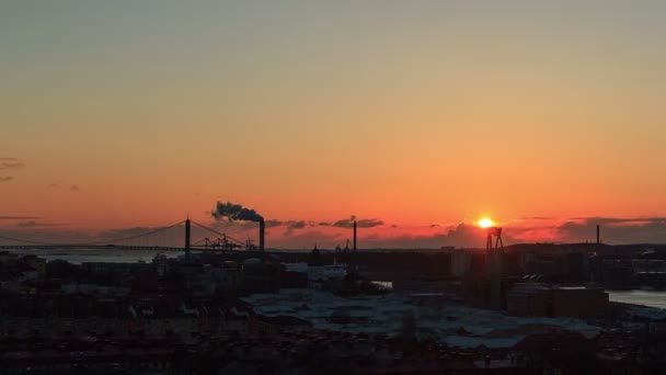 Coucher de soleil sur la ville. Gothenburg, Suède — Video