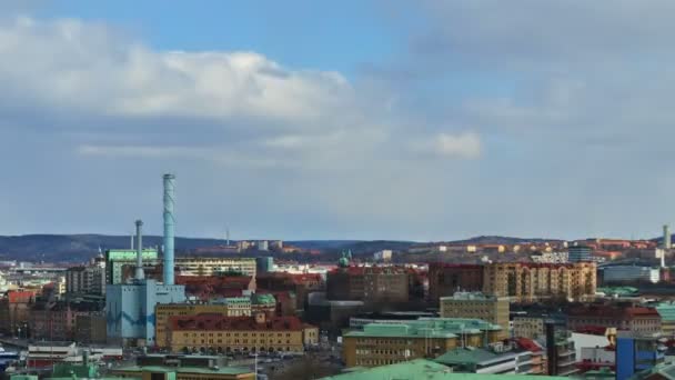 Nubes sobre la ciudad portuaria. Gotemburgo, Suecia — Vídeos de Stock