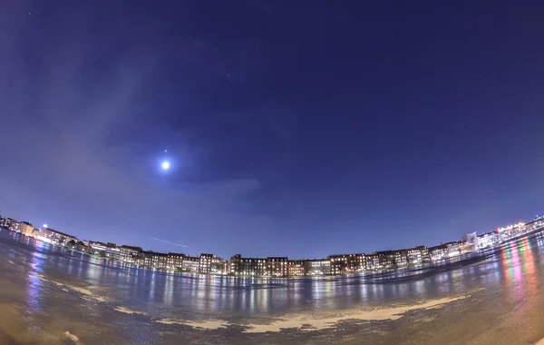 Casas en el cielo estrellado. Copenhague, Dinamarca — Foto de Stock