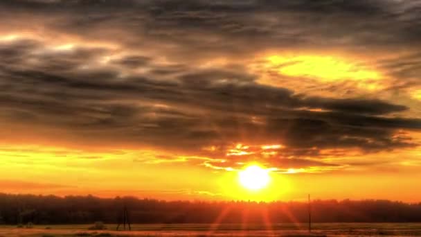 Sunset, True HDR, bright colors and high contrast — Stock Video