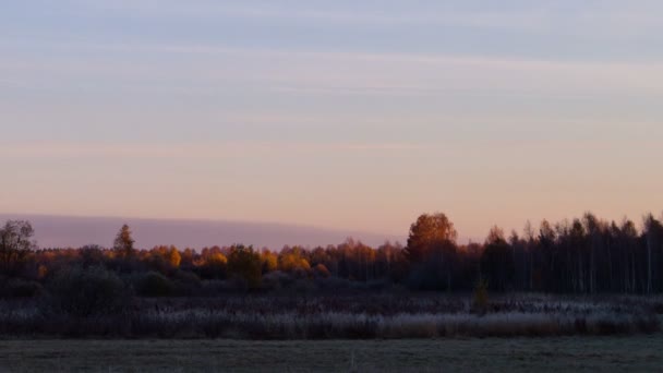 Świt nad jesień krajobraz. upływ czasu — Wideo stockowe