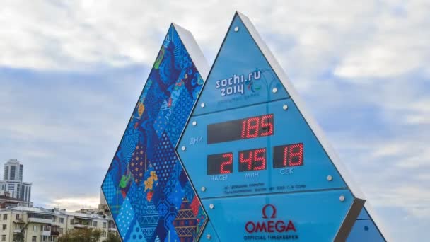 时钟在奥运会索契 2014年。固定的失真。时间间隔 — 图库视频影像