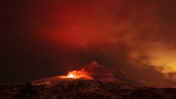Etna Erüpsiyonu geceleri — Stok video