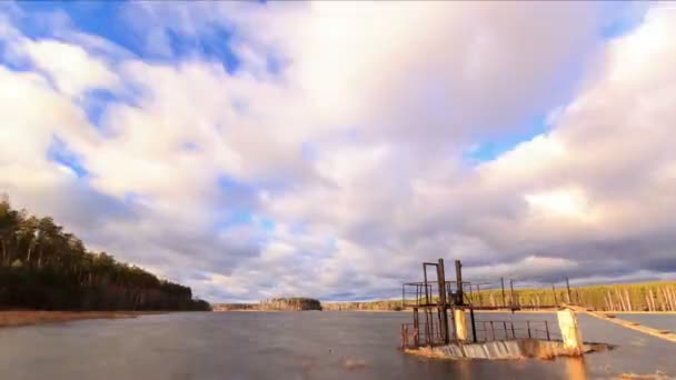 Dam on the background of clouds — Stock Video