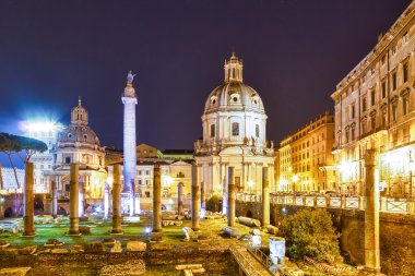 gece Roma Forumu. Roma, İtalya