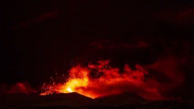 Etna Erüpsiyonu geceleri.