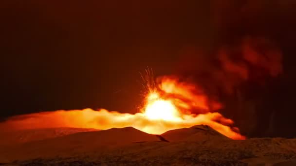 Etna Eruption at night. — Stock Video