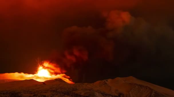 Erupção do etna à noite . — Vídeo de Stock