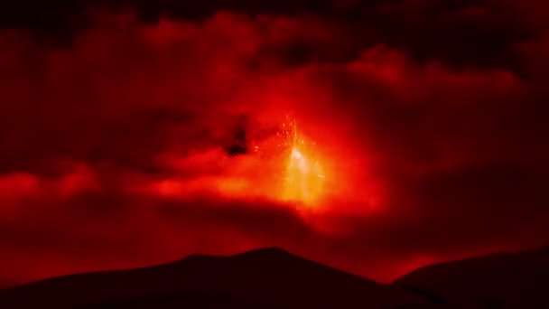 Etna Eruption at night. — Stock Video