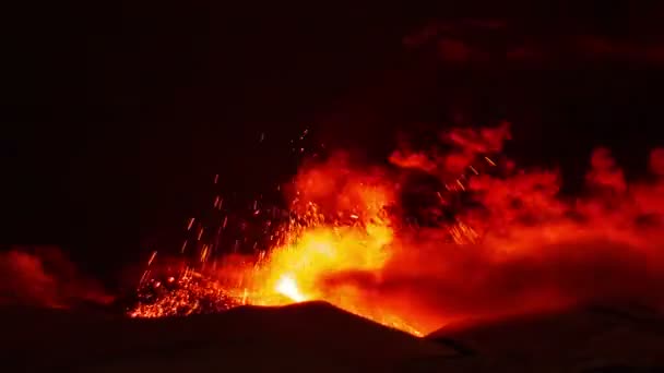 Etna Erupción en la noche . — Vídeos de Stock