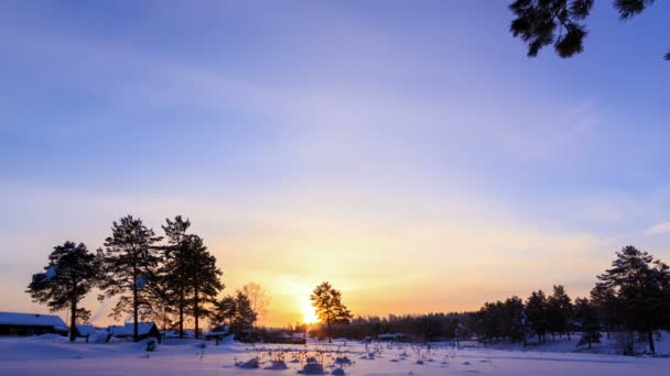 Casas cubiertas de nieve — Vídeos de Stock