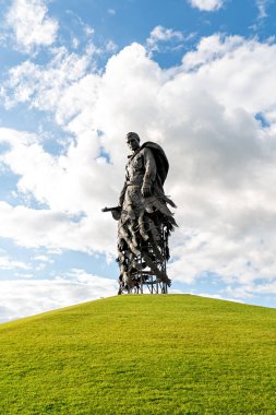 Rzhev, Rusya - 19 Ağustos 2020: Rzhev Anıtı Sovyet Askerine