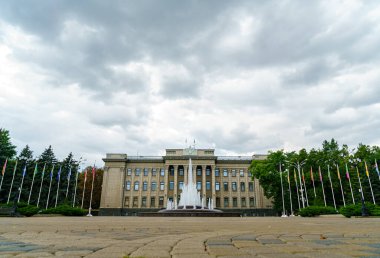 Krasnodar, Rusya - 27 Ağustos 2020: Krasnodar Krai Yasama Meclisi. Çeşme