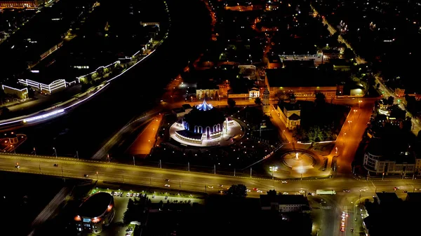 俄罗斯图拉 2020年8月22日 城市上空的夜景 图拉国立武器博物馆 空中景观 — 图库照片