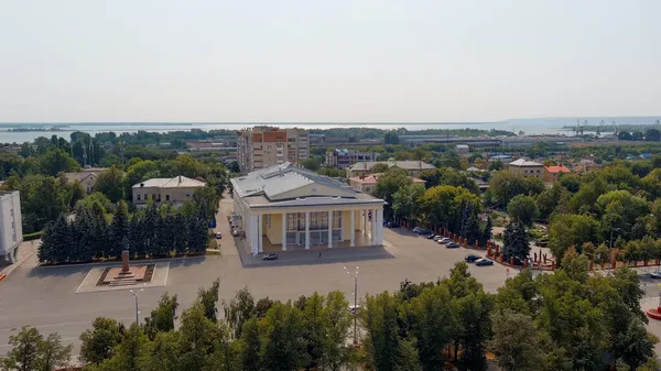 Syzran Russia August 2021 Syzran Drama Theater Central Square Aerial — Stock Photo, Image
