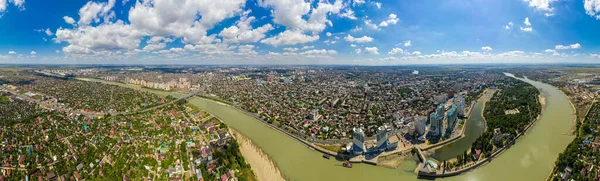 Краснодар Россия Августа 2020 Года Летняя Воздушная Панорама Краснодара Река — стоковое фото