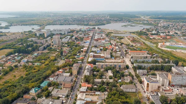 Syzran Ryssland Panoramautsikt Över Stadens Historiska Centrum Sovetskaya Street Flygfoto — Stockfoto