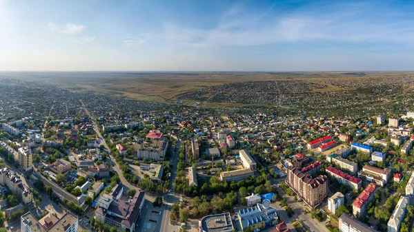Elista Rusland Panorama Van Stad Ochtend Luchtzicht — Stockfoto