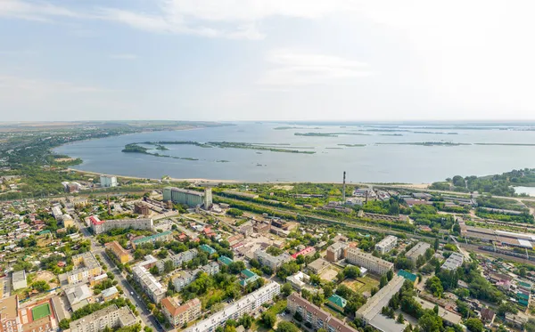 Syzran Ryssland Flyg Panorama Över Den Centrala Delen Staden Volga — Stockfoto