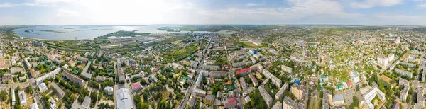 Syzran Rusya Şehrin Merkezi Kısmının Havadan Manzarası Volga Nın Manzarası — Stok fotoğraf