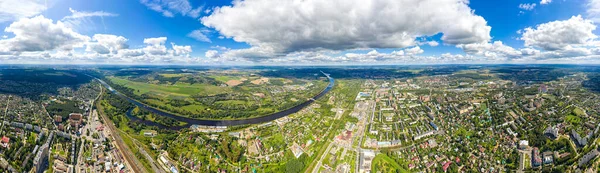 Dmitrov Ryssland Stadskärnan Moskva Kanal Flygfoto Panorama 360 — Stockfoto