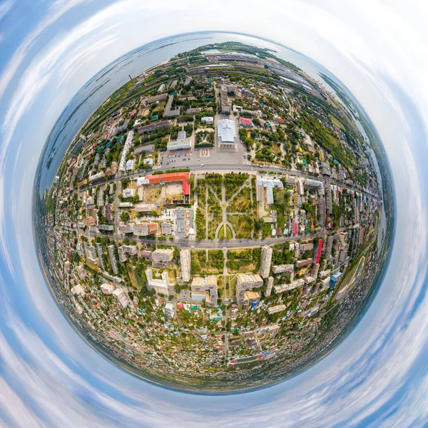 Syzran Ryssland Flyg Panorama Över Den Centrala Delen Staden Utsikt — Stockfoto