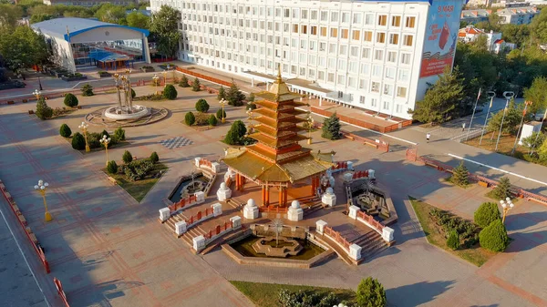 Elista Rusya Ağustos 2021 Yedi Günün Pagoda Lenin Meydanı Nda — Stok fotoğraf