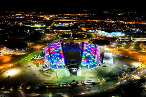 Sotschi Russland September 2021 Olympische Flammenschale Fisht Arena Nachtbeleuchtung Sirius — Stockfoto
