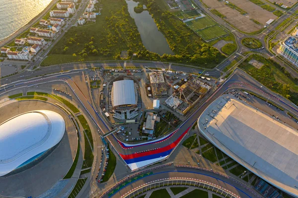 Soči Rusko Září 2021 Výstavba Ledové Kostky Curling Center Sochi — Stock fotografie