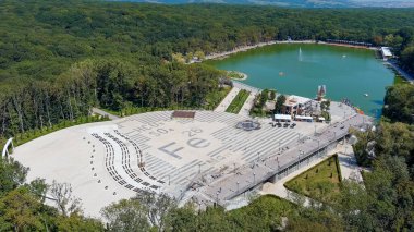 Zheleznovodsk, Rusya. Ferrum Meydanı. Tatil köyü. Spa parkı. Şehir Resort 'u, Hava Görünümü  