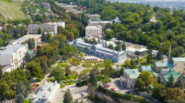 Pyatigorsk, Russia. Lermontov Gallery and Park Flower Garden, Aerial View   clipart