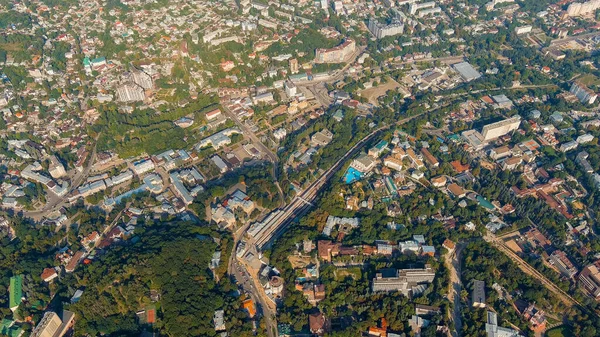 俄罗斯 基洛沃茨克 Kurortny Boulevard Narzan Gallery Railway Station Aerial View — 图库照片