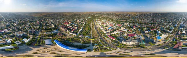 Elista Rússia Panorama Cidade Pela Manhã Vista Aérea Parorama 360 — Fotografia de Stock