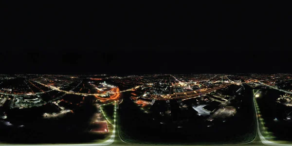 Tula Russland Nachtpanorama Luftaufnahme Großstadtlichter Panorama 360 — Stockfoto