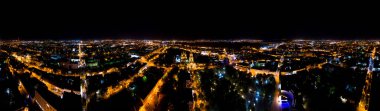 Astrakhan, Rusya. Astrakhan Kremlin. Panorama 360. Geceleri hava manzarası