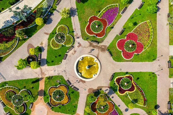 Pyatigorsk Rosja Park Kwiat Ogród Widok Lotu Ptaka Lato — Zdjęcie stockowe