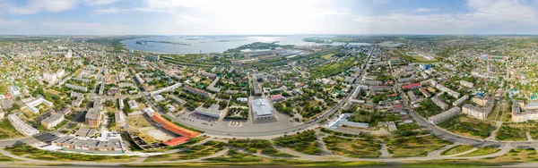 Syzran Rusya Şehrin Merkezi Kısmının Havadan Manzarası Volga Nın Manzarası — Stok fotoğraf