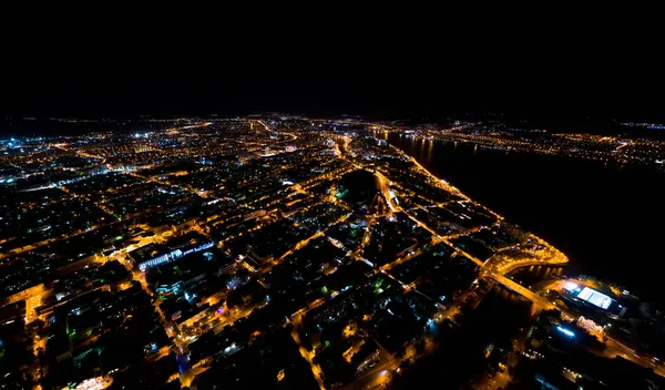 Astrachan Russland Luftaufnahme Der Stadt Bei Nacht Straßenlaternen — Stockfoto