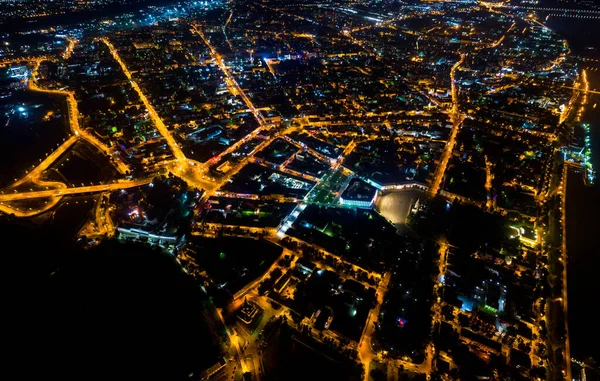 Jaroslavl Rusland Historisch Centrum Panoramisch Uitzicht Vanuit Lucht Nachts — Stockfoto